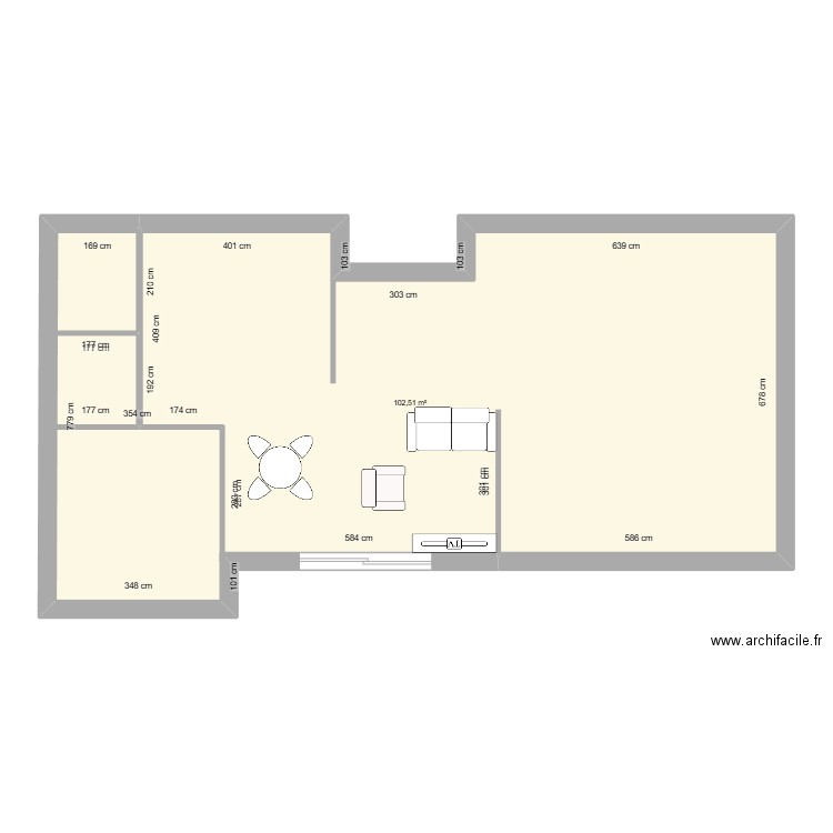 Maison. Plan de 1 pièce et 103 m2