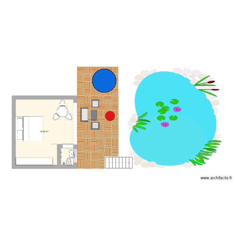 Miroir. Plan de 1 pièce et 19 m2