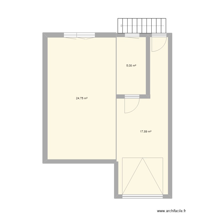 Extension. Plan de 3 pièces et 48 m2