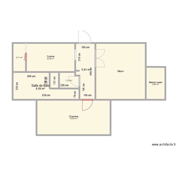 Prévert. Plan de 8 pièces et 63 m2