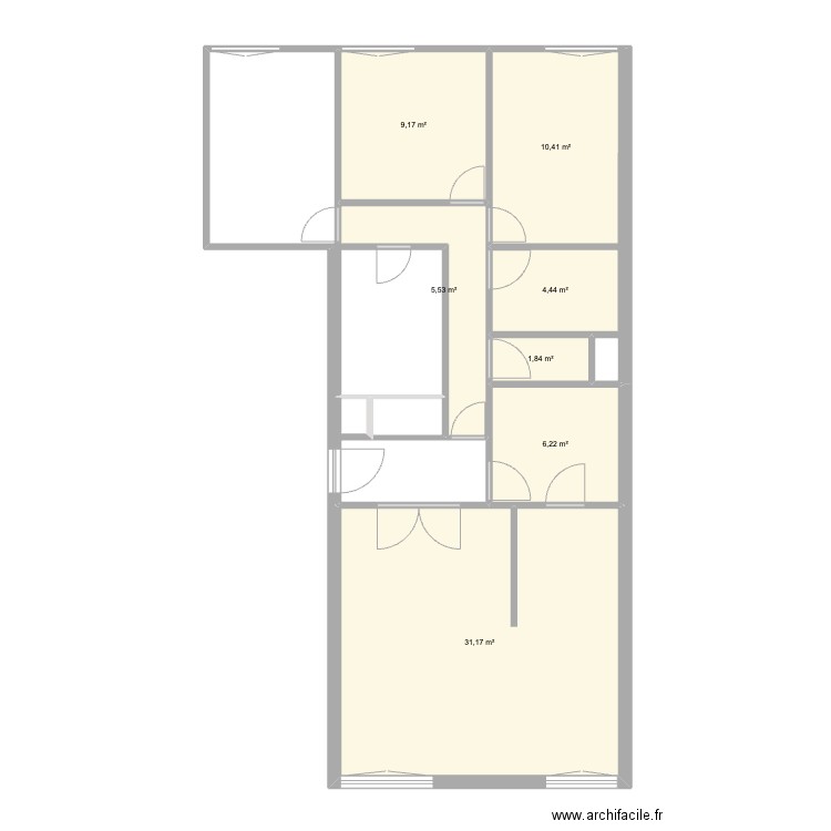 Hildebrant-projet-salon-archi. Plan de 7 pièces et 69 m2