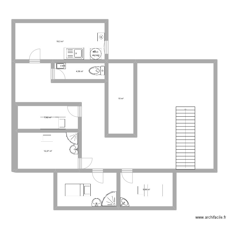 Institut . Plan de 6 pièces et 63 m2