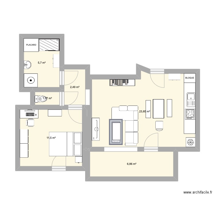 Appart Reims. Plan de 6 pièces et 51 m2