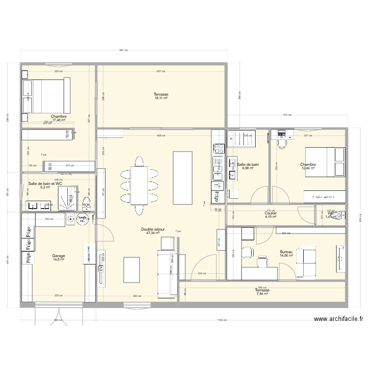 projet octobre 24. Plan de 11 pièces et 151 m2