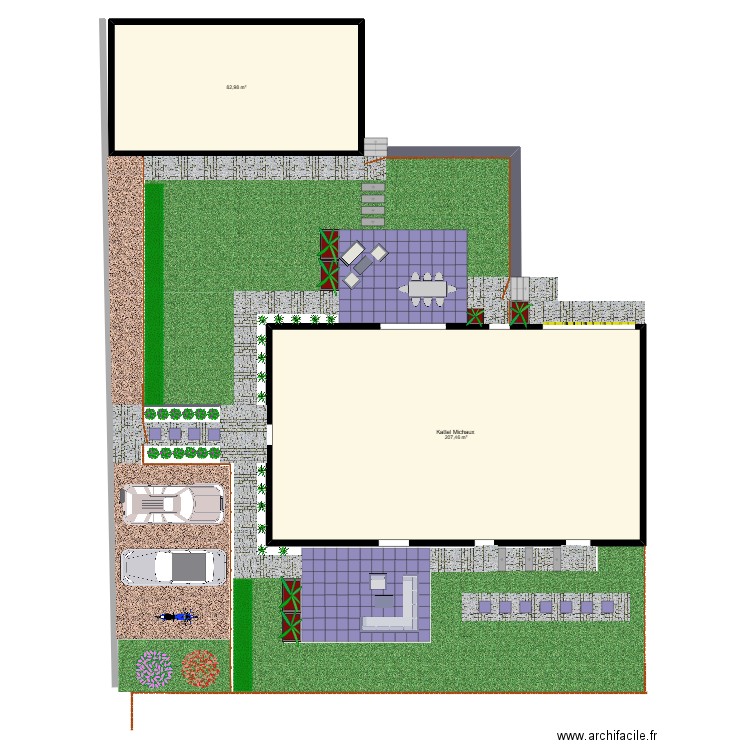 Kattel. Plan de 2 pièces et 290 m2