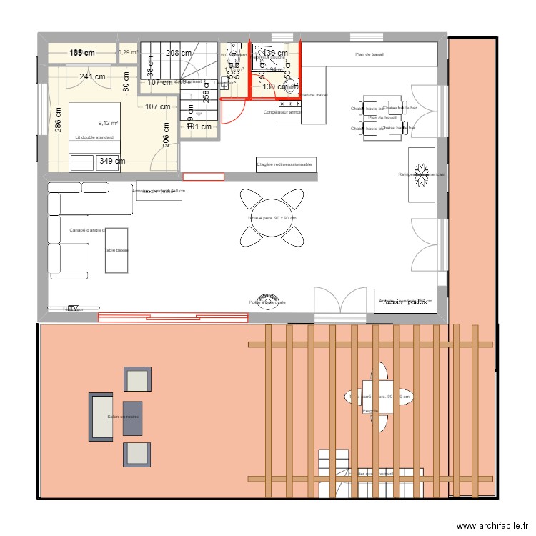 Berlioz étage. Plan de 6 pièces et 18 m2