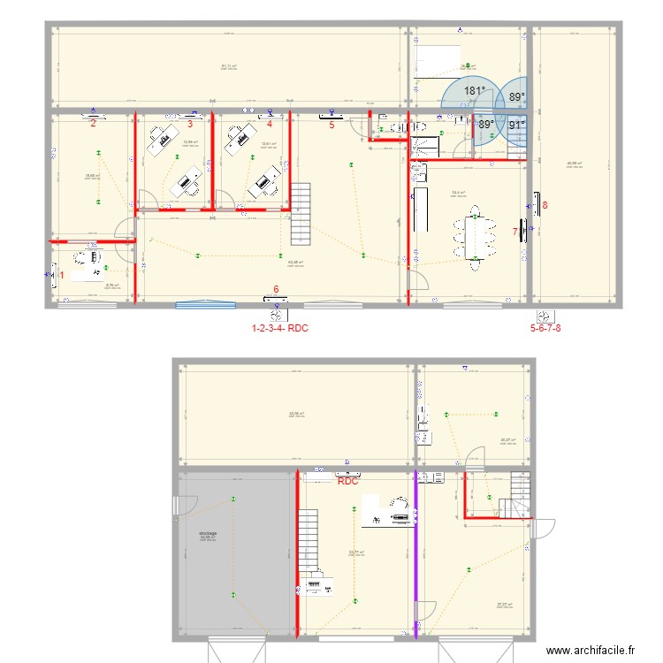 AR BUREAU version 18. Plan de 16 pièces et 427 m2