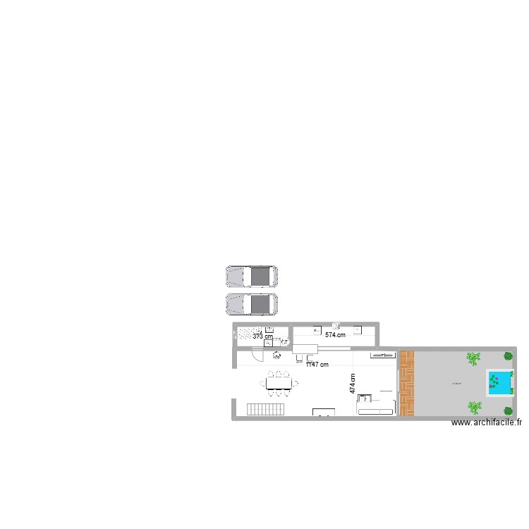 RDC 1. Plan de 2 pièces et 46 m2