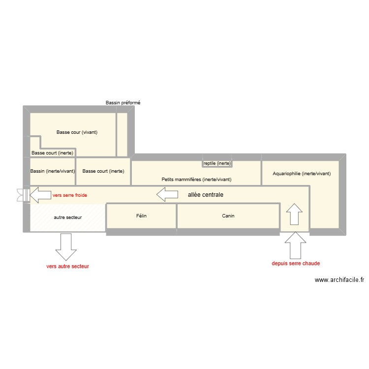 plan animalerie. Plan de 12 pièces et 36 m2