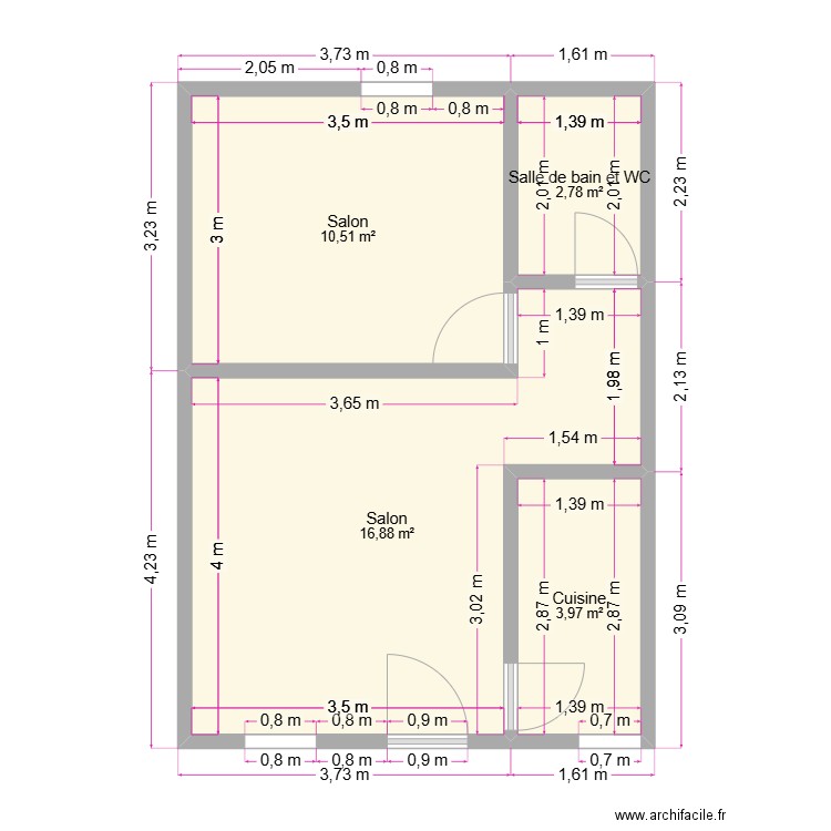 plan1. Plan de 4 pièces et 34 m2