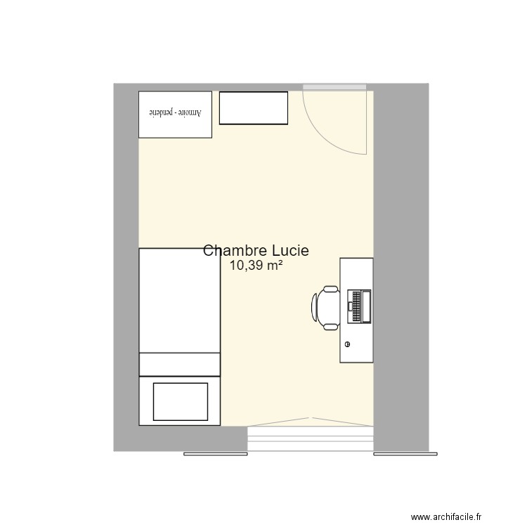 Chambre Lucie 2. Plan de 1 pièce et 10 m2