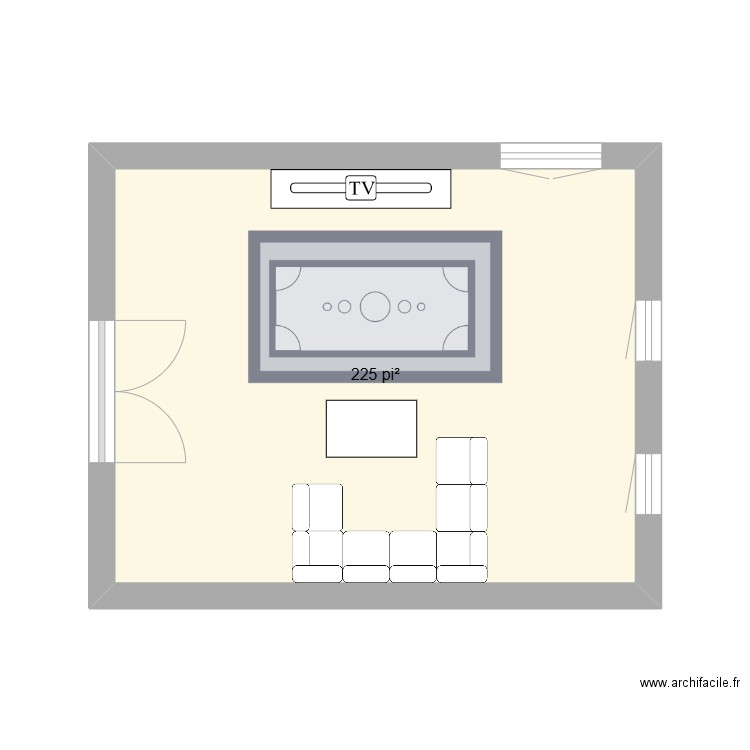 Salon. Plan de 1 pièce et 21 m2