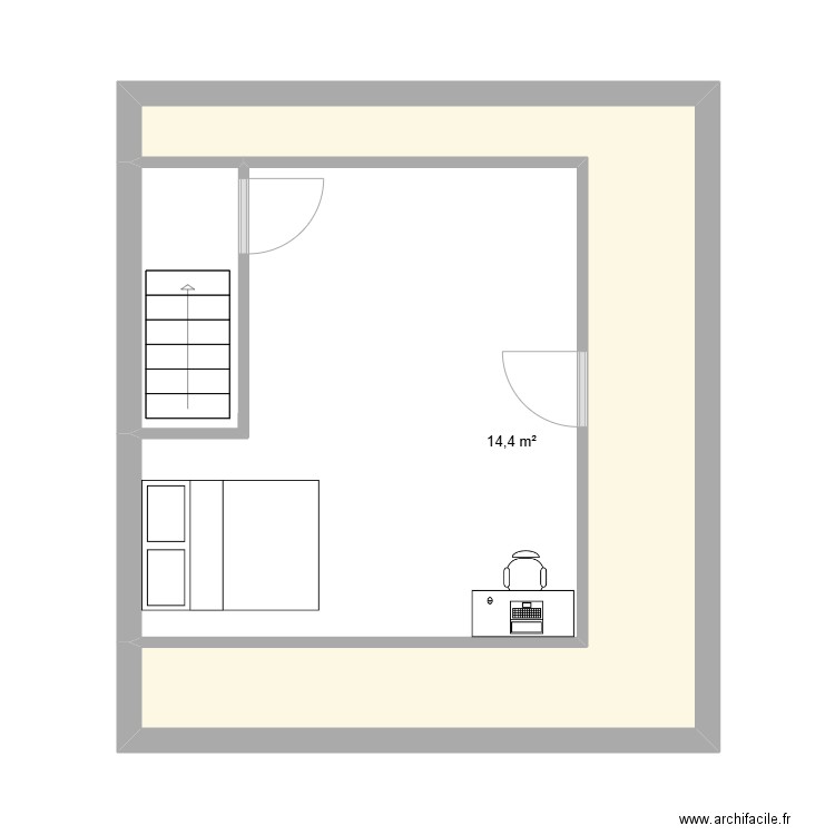 chambre grenier2. Plan de 1 pièce et 14 m2