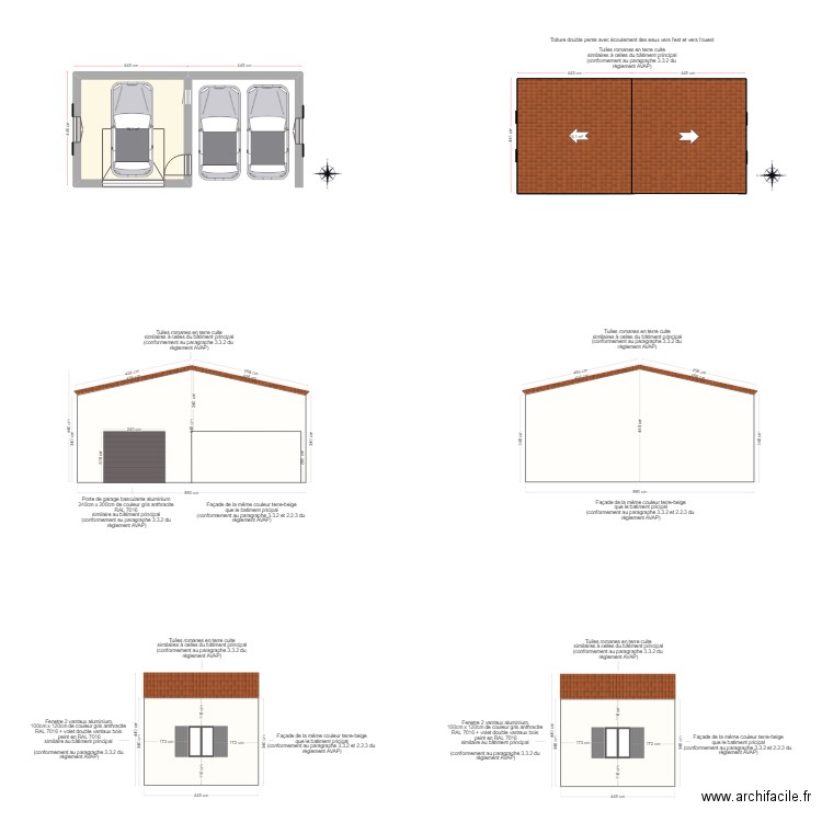 Plans garage V2. Plan de 2 pièces et 32 m2