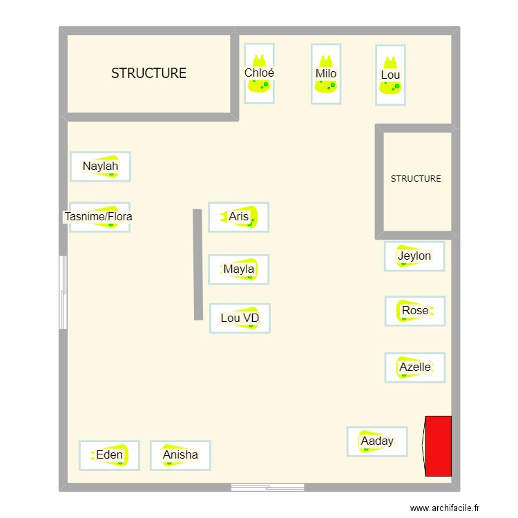 Crèche. Plan de 3 pièces et 179 m2