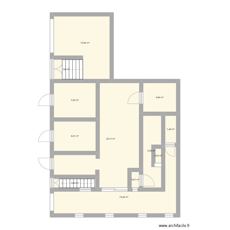 depot. Plan de 12 pièces et 82 m2