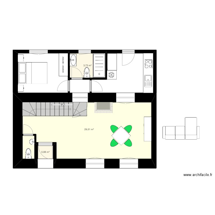 PLANTA BAJA APTO. A   BAÑO (IZQUIERDA)   futurible 01. Plan de 0 pièce et 0 m2