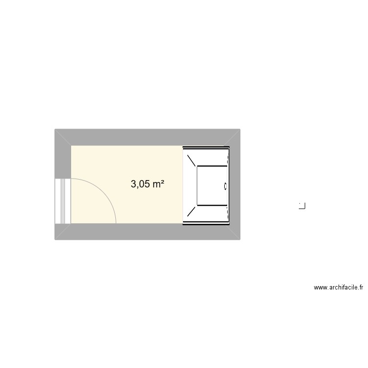 salle de bain. Plan de 1 pièce et 3 m2