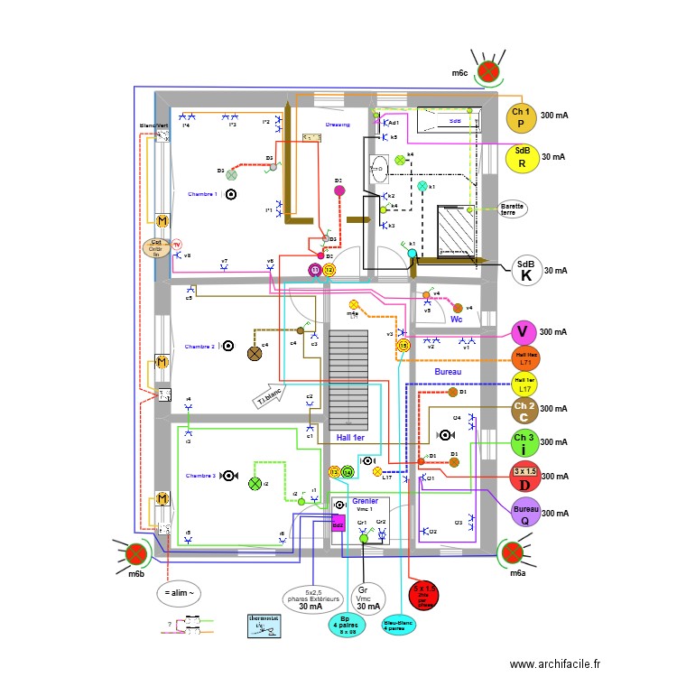 étage Noémie 12-2024   câblé  . Plan de 8 pièces et 88 m2