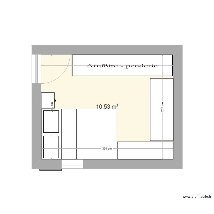 Chambre Nouvel Maison. Plan de 1 pièce et 11 m2