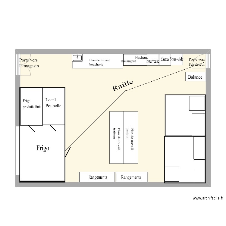 atelier. Plan de 1 pièce et 76 m2