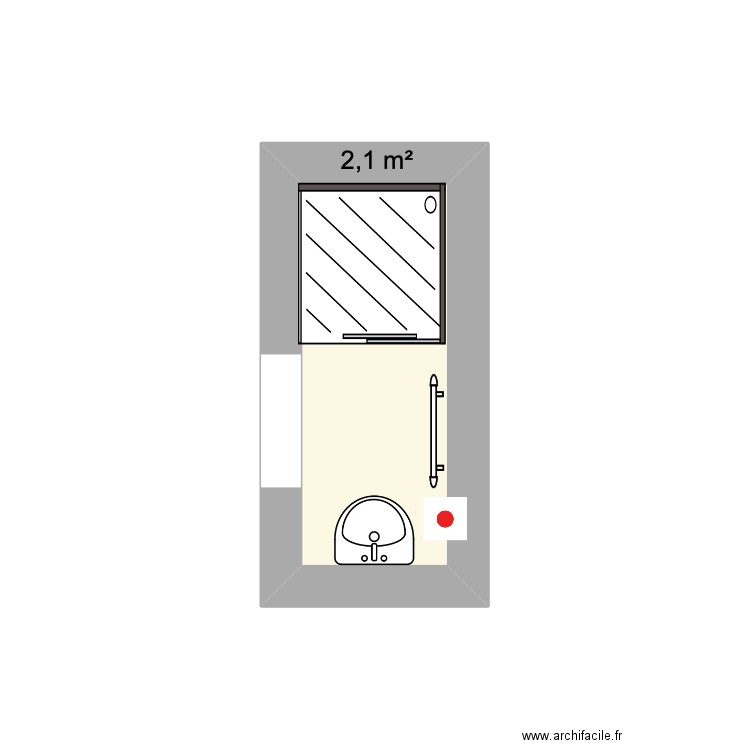 sdb chambre Françoise. Plan de 1 pièce et 2 m2