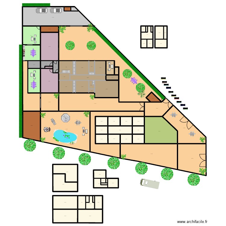 RESTO SUD + 9 CHAMBRES NORD 1311E. Plan de 82 pièces et 2080 m2