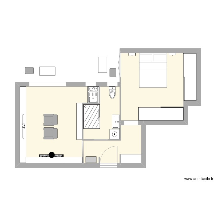 Cliffords Inn MARS 25. Plan de 3 pièces et 44 m2