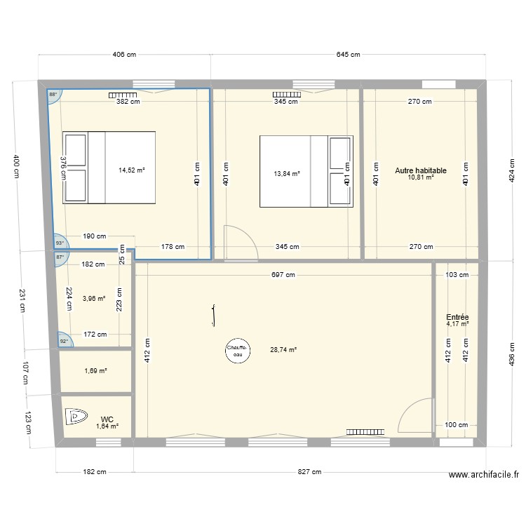 etage 4. Plan de 8 pièces et 79 m2