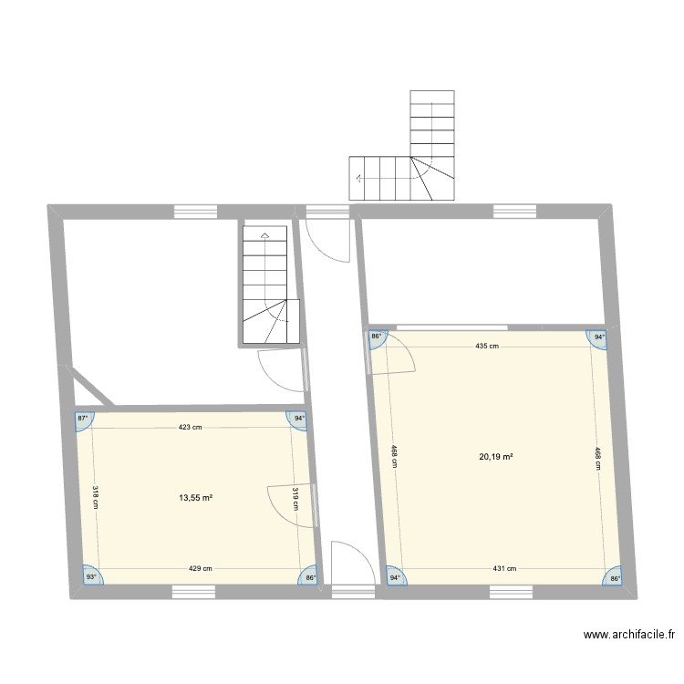 Cabinet d'origine kiné. Plan de 2 pièces et 34 m2