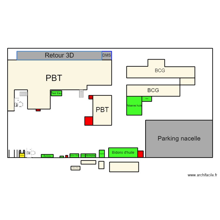 Réorganisation. Plan de 30 pièces et 186 m2