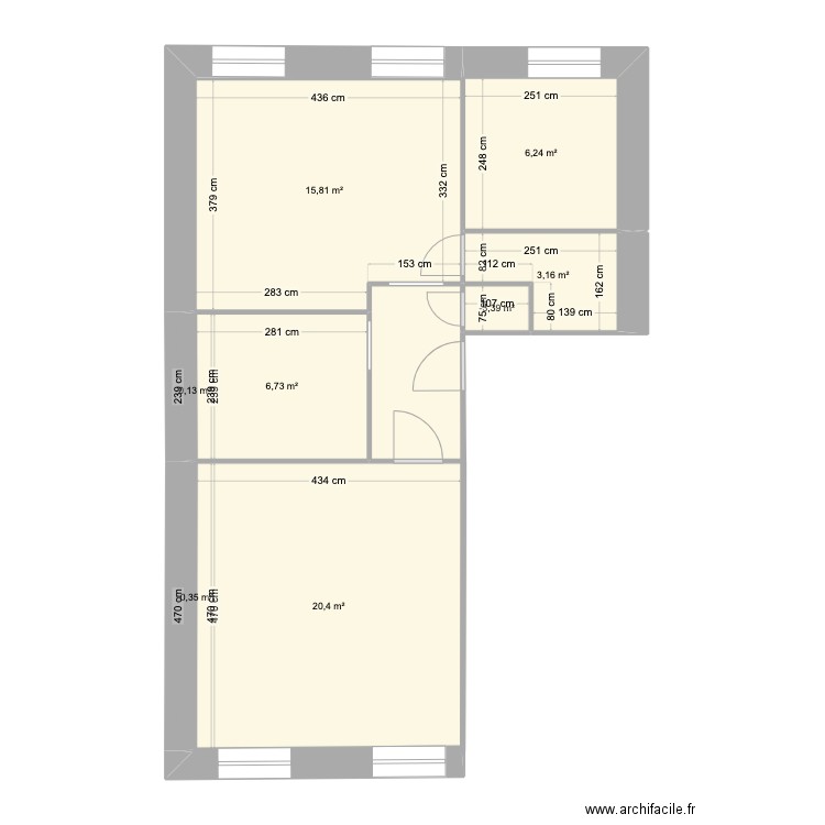 PLAN MODIFIE. Plan de 8 pièces et 54 m2