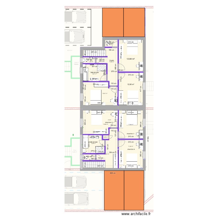 villelongue 2 maisons. Plan de 32 pièces et 498 m2