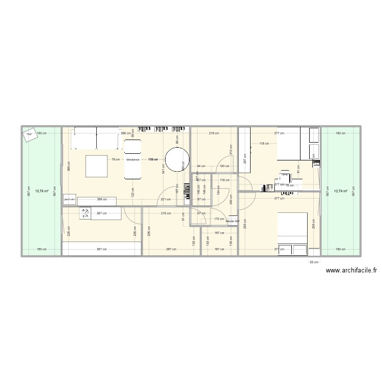 Le nôtre. Plan de 10 pièces et 91 m2