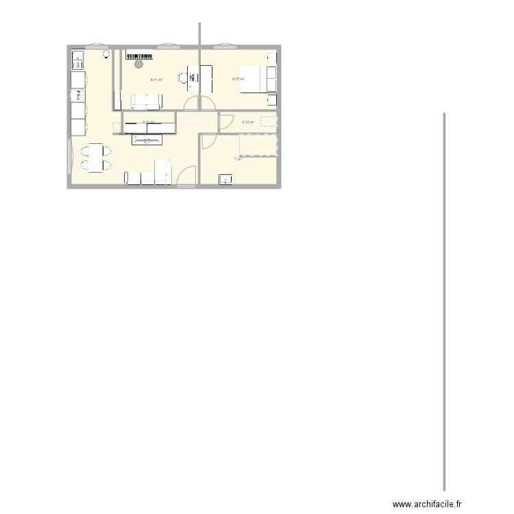 Appartement perpi. Plan de 6 pièces et 50 m2