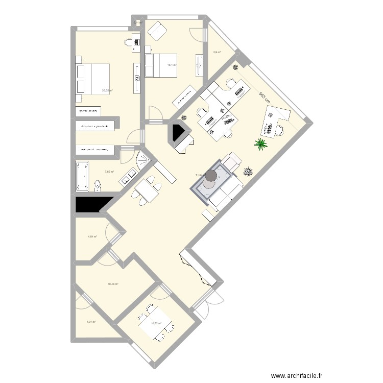 Appartement Shenyang v3. Plan de 12 pièces et 159 m2