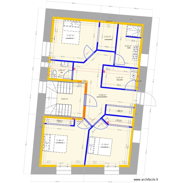 THUONG R+1 révision 3. Plan de 15 pièces et 78 m2