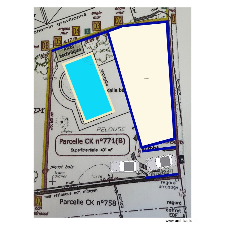 Maison en Rectangle en long. Plan de 1 pièce et 100 m2