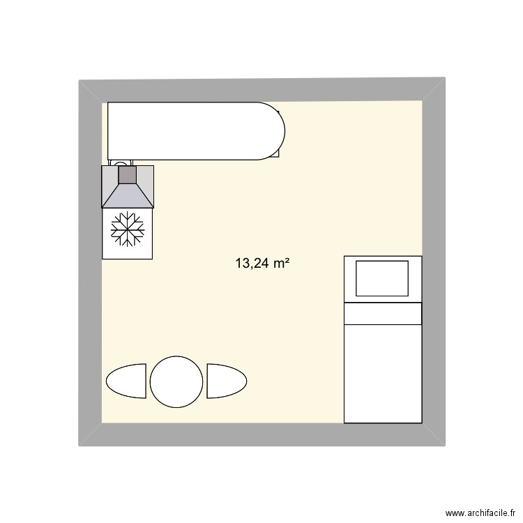 Plan V1. Plan de 1 pièce et 13 m2