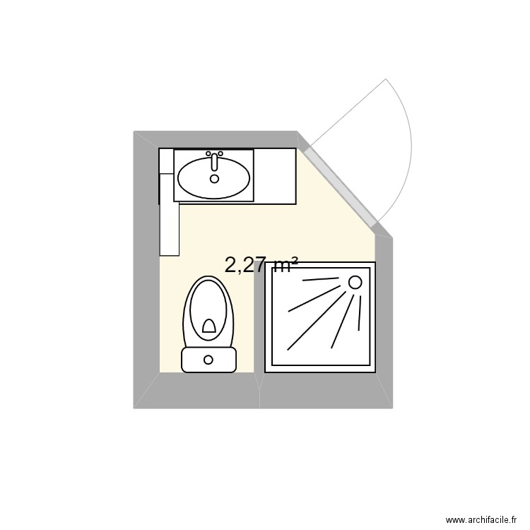 salle de bain. Plan de 1 pièce et 2 m2