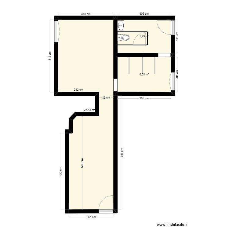 let it speak avant. Plan de 3 pièces et 39 m2