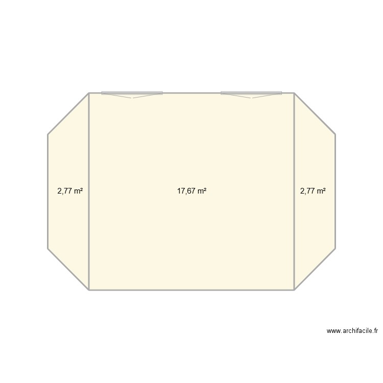 fleur. Plan de 3 pièces et 23 m2