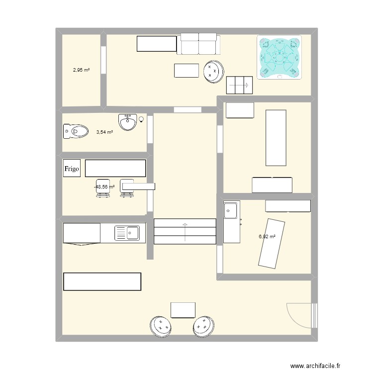 plan intemporel spa. Plan de 4 pièces et 19 m2