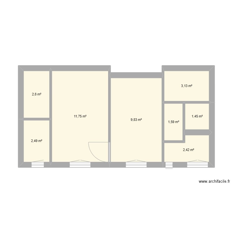 PLAN ACTUEL. Plan de 8 pièces et 35 m2