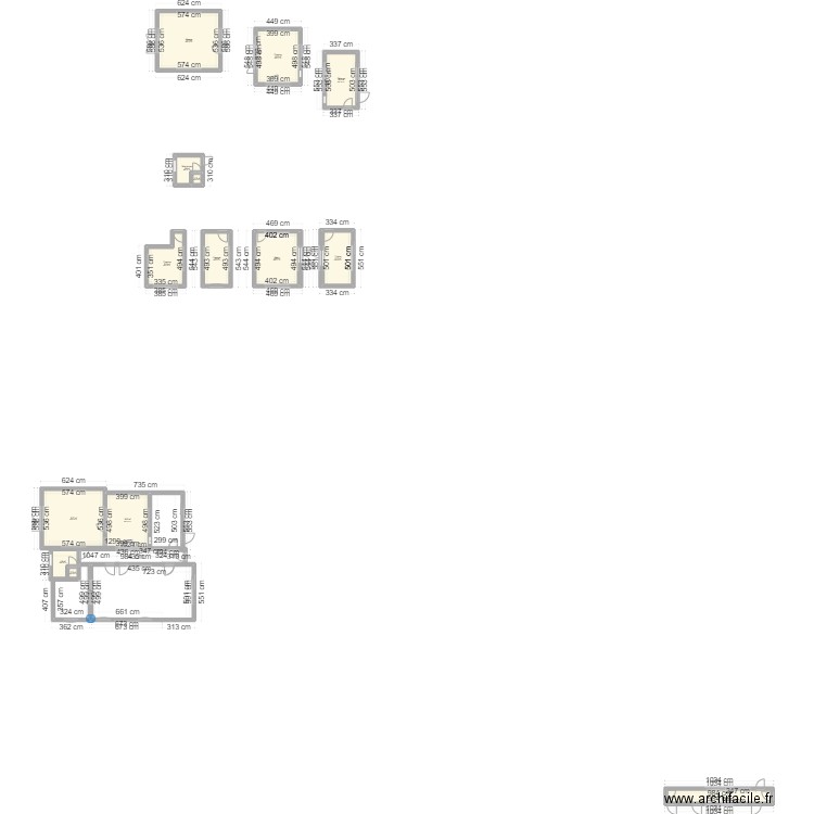 Base de la maison. Plan de 15 pièces et 197 m2