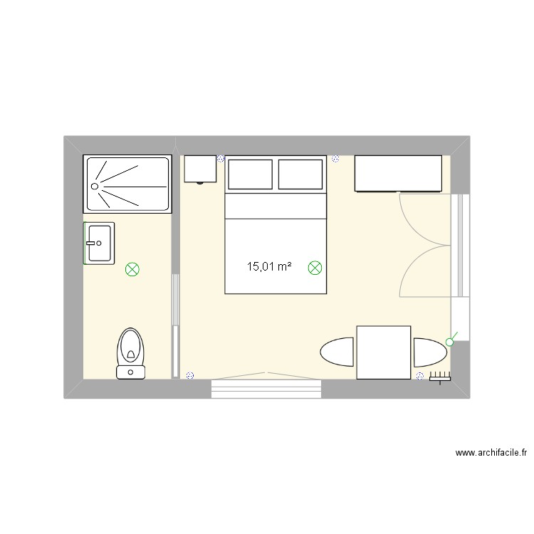 Cabane. Plan de 1 pièce et 15 m2