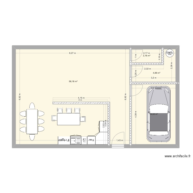 Maison 80m². Plan de 5 pièces et 158 m2