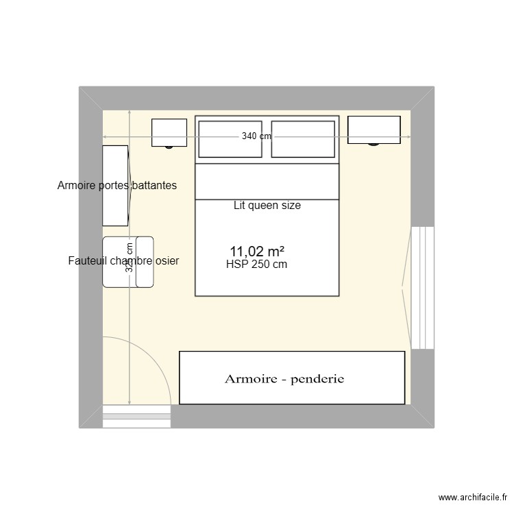 CHAMBRE BAS 2. Plan de 1 pièce et 11 m2