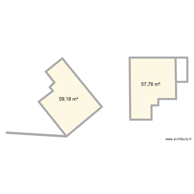 Extension entrée. Plan de 1 pièce et 59 m2