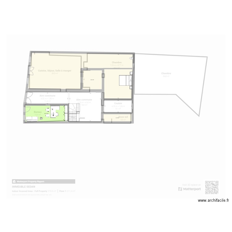 sedan rdc. Plan de 4 pièces et 111 m2